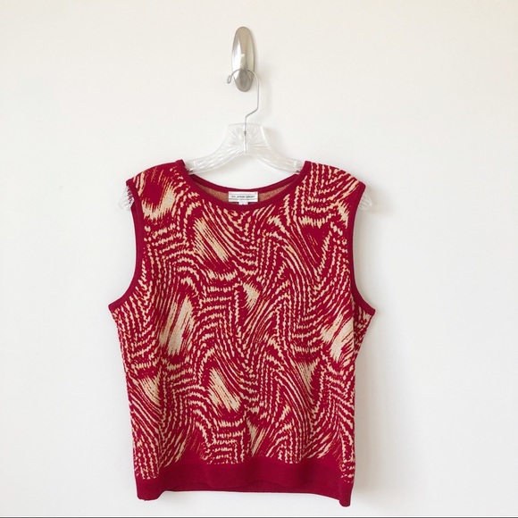 St. John Red/Silver/Gold Sleeveless Sweater Shell - Picture 2 of 8